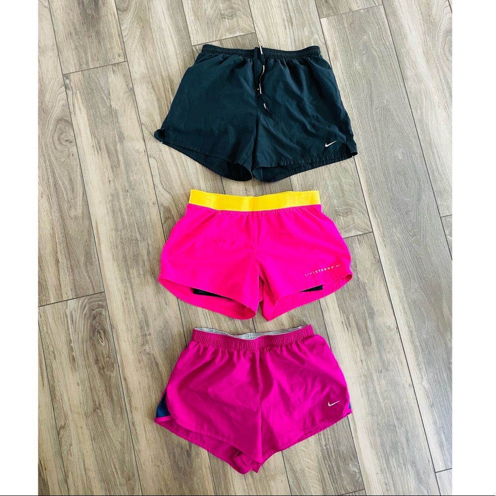 Nike Dri-Fit Workout Shorts Bundle, Elastic Waist-Size Small Pink and Black